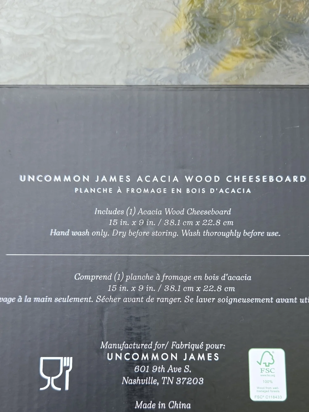Uncommon James Acacia Wood Cheese Board Charcuterie Serving Board 15